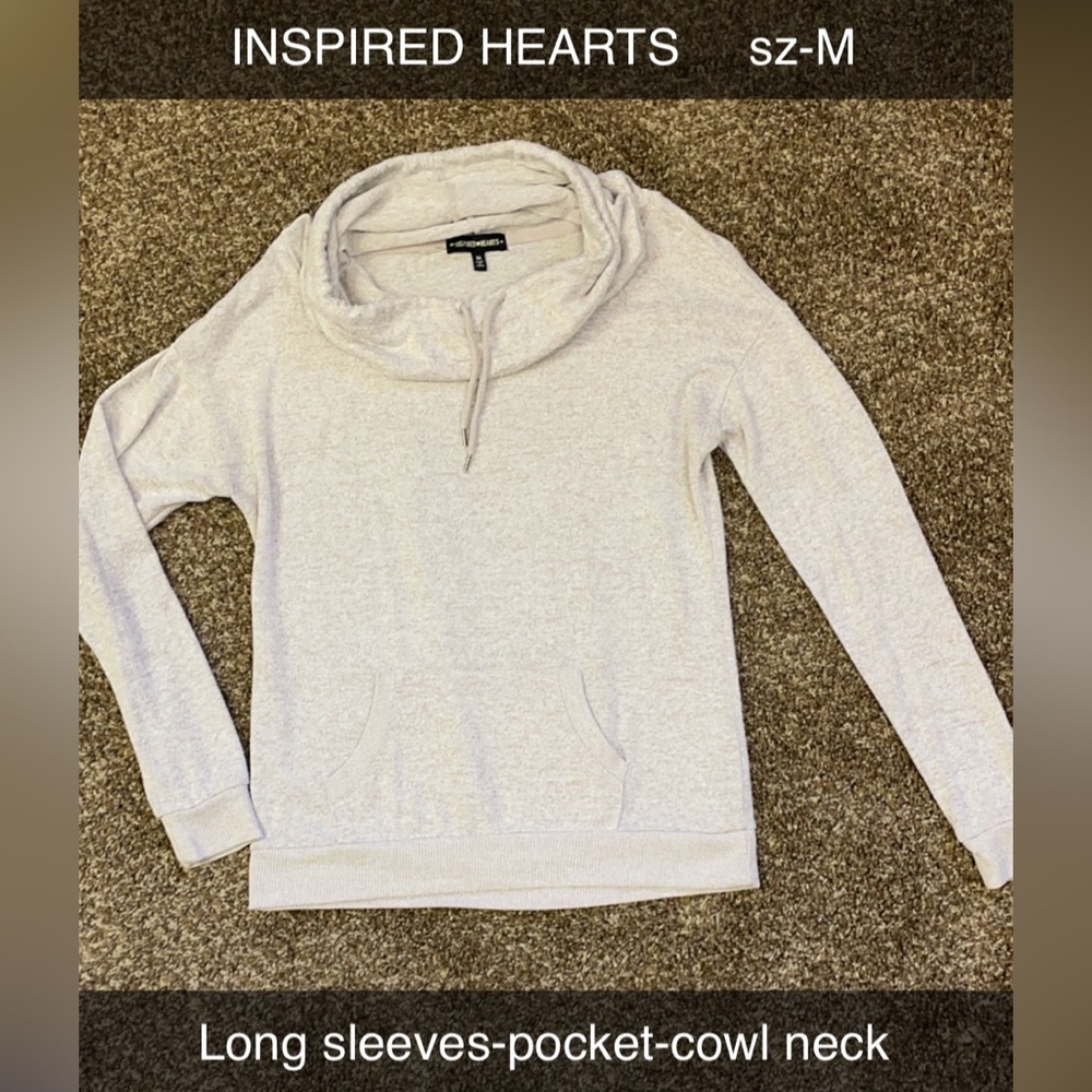 INSPIRED HEARTS Cowl Neck Lightweight Tunic Sweater